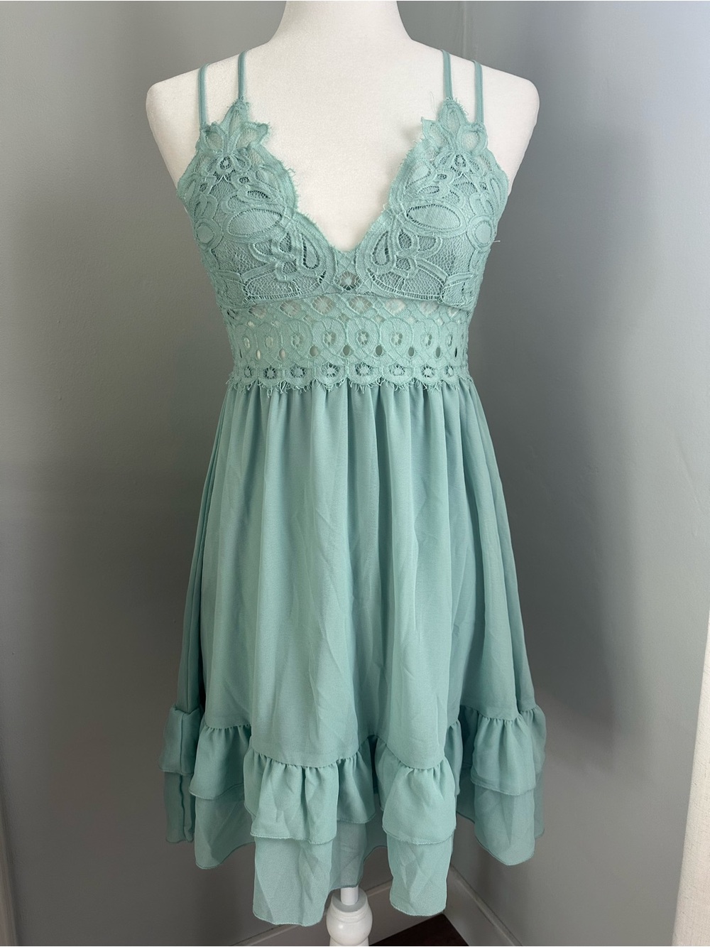 Lovetree Dress, Lace, Romantic, Strappy, Delicate, Fairy, Feminine, Mint, L